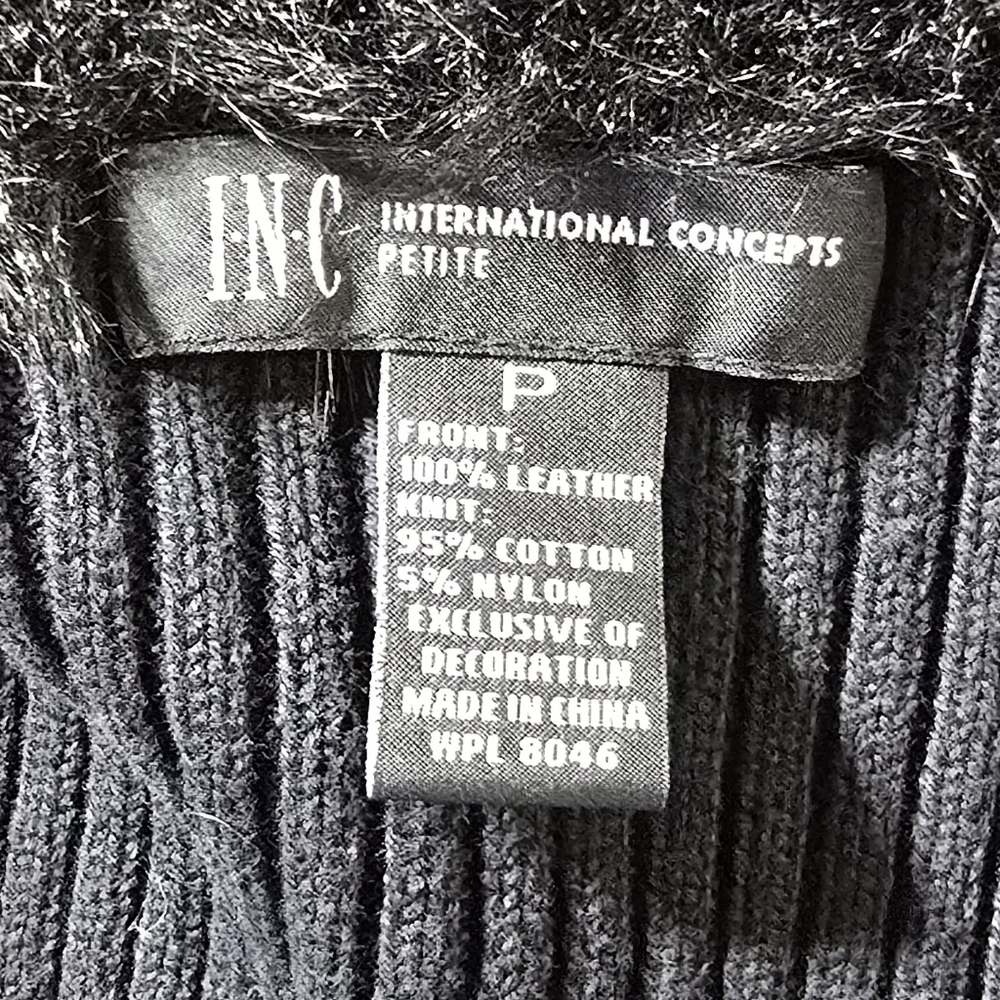 INC International Black Leather Double-Breasted Women's Military Style Jacket - Picture 5 of 5